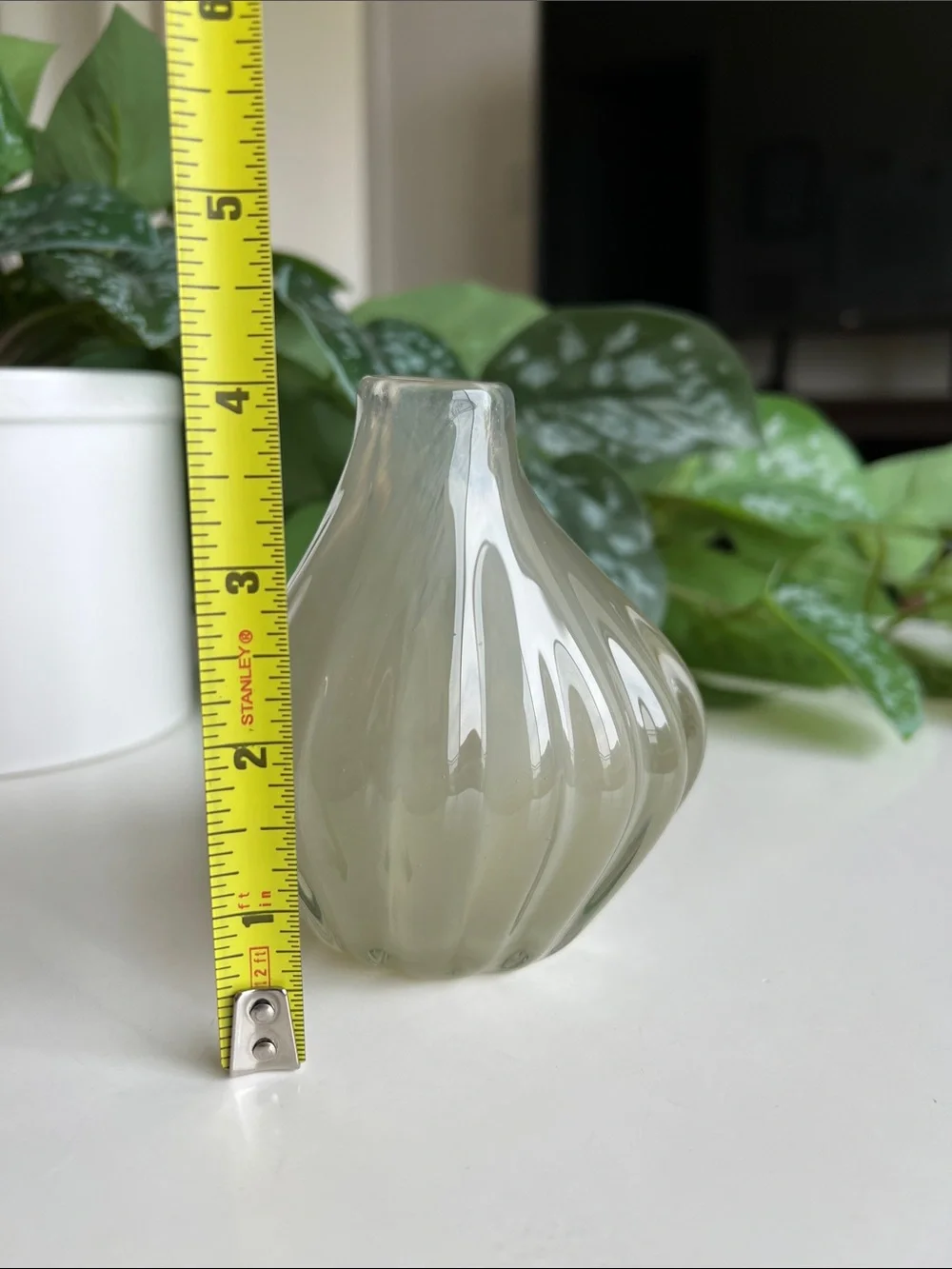 Neutral Blown Glass Vase Small Asymmetrical
